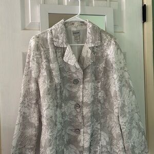 Chico's Gray and Cream Floral Jacket